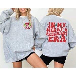 In My Merry & Pregnant Era Sweatshirt, Christmas Pregnancy Announcement Sweater