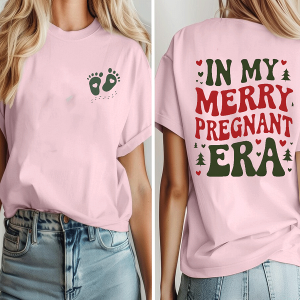 In My Merry & Pregnant Era Sweatshirt, Christmas Pregnancy Announcement Sweater